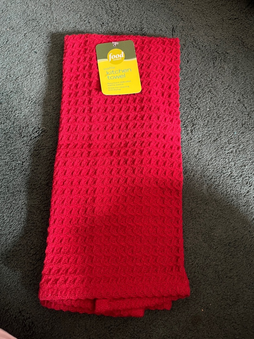 Food Network Bright Red Waffle-Weave Kitchen Towel